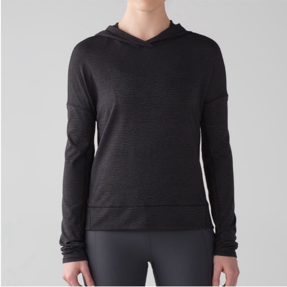 Lululemon Squad Goals Hoodie in Pebble Jacquard Black Blue Tied